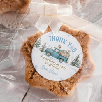 Winter Birthday Thank You Favor Tag