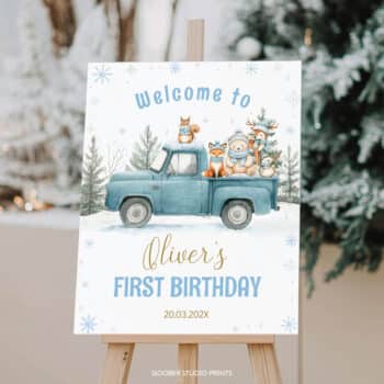 Winter Birthday Welcome Sign