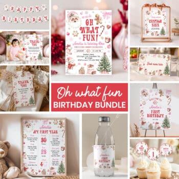 Oh What Fun Christmas Birthday Invitation Bundle