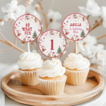 Christmas Birthday Cupcake Toppers