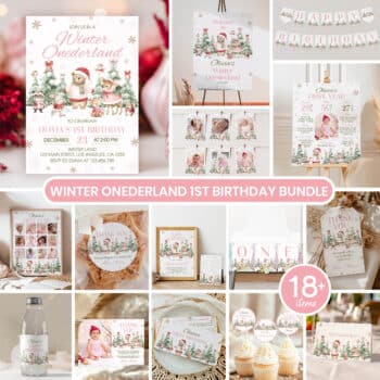 Winter Onederland Christmas Birthday Party Bundle