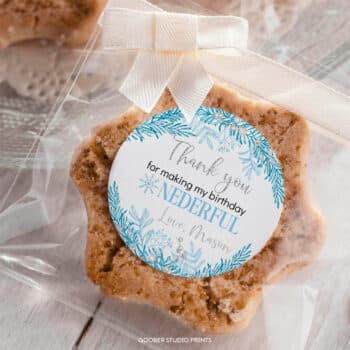 Winter Birthday Thank You Favor Tag