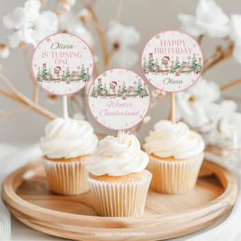 Winter Onederland Birthday Cupcake Toppers