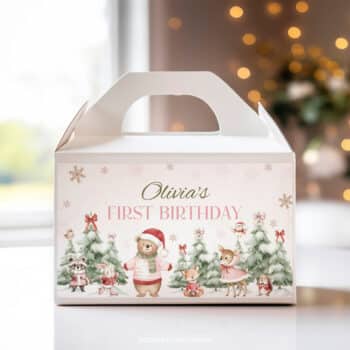 Winter Onederland Birthday Gable Box Label