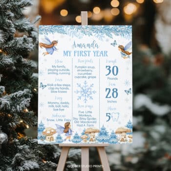 Winter Fairy Birthday Milestone Poster