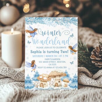 Winter Wonderland Fairy Birthday Invitation