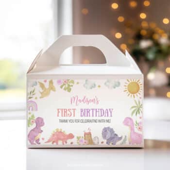 Dinosaur Birthday Party Gable Box Label