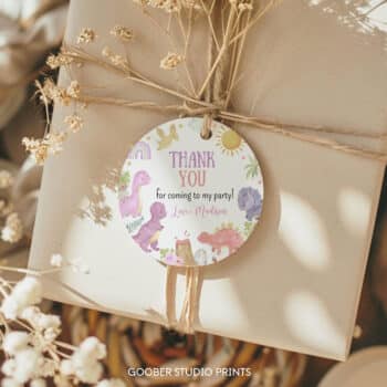 Dinosaur Birthday Party Thank You Favor Tag