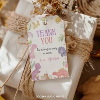 Dinosaur Birthday Party Thank You Tag