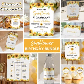 Sunflower Birthday Party Invitation Bundle