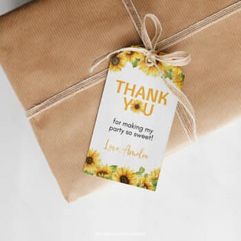 Sunflower Birthday Party Thank You Tag