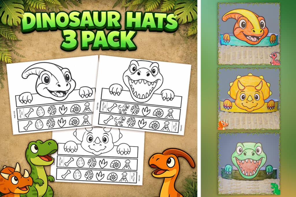 dinosaur coloring crowns