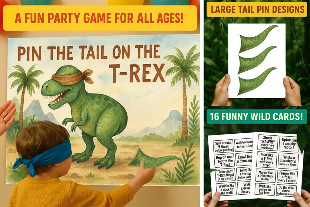 printable dinosaur party game for kids