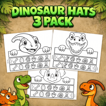 Dinosaur Party Hats Printable | Fun Dinosaur Craft Activity